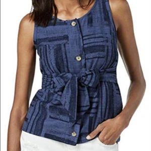 Lucky Brand Womens Tie-Front Button Up Shirt, Blue